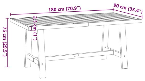 Étkezőasztal NOAIN A alakú lábak 180x90x75 cm tömör fa fenyőfa