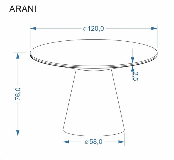Arani kerek étkezőasztal – bézs márvány / dió