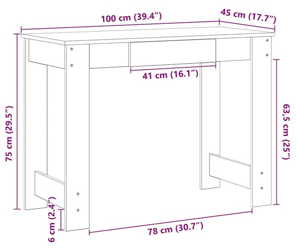 Betonszürke forgácslap íróasztal 100x45x75 cm
