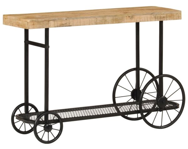 Tömör mangófa és vas tálalóasztal 112x36x76 cm