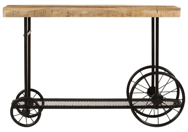 Tömör mangófa és vas tálalóasztal 112x36x76 cm
