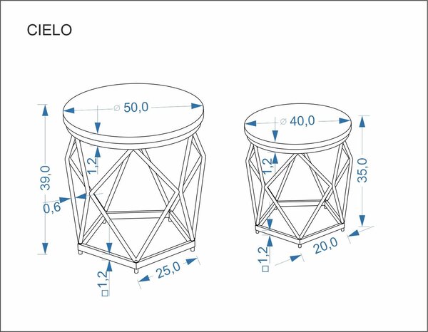 Cielo dohányzóasztal (2 db-os szett) – kasmír