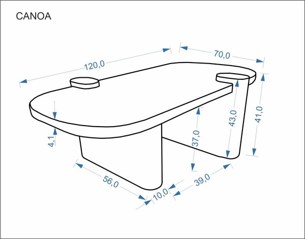 Canoa dohányzóasztal – travertin / dió