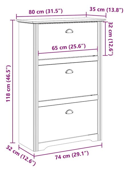 Cipőállvány BODO" Fehér 80x35x118 cm"