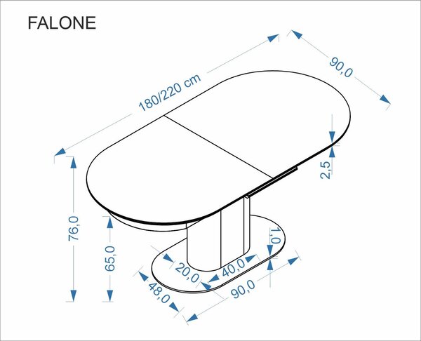 Falone bővíthető étkezőasztal – világos travertin / kasmír