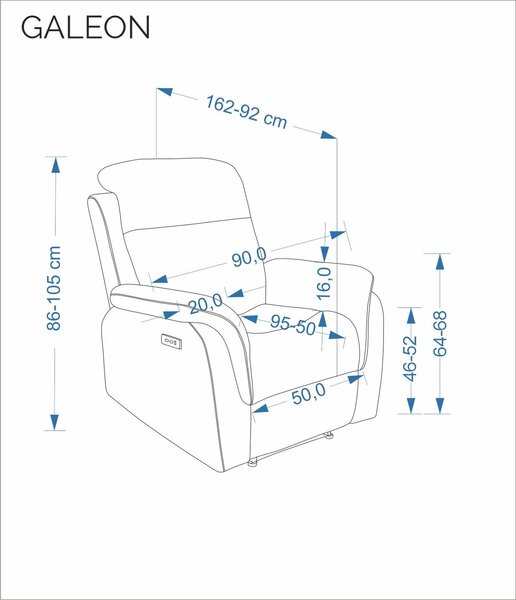 Galeon elektromosan dönthető pihenőfotel (Szín: bézs)