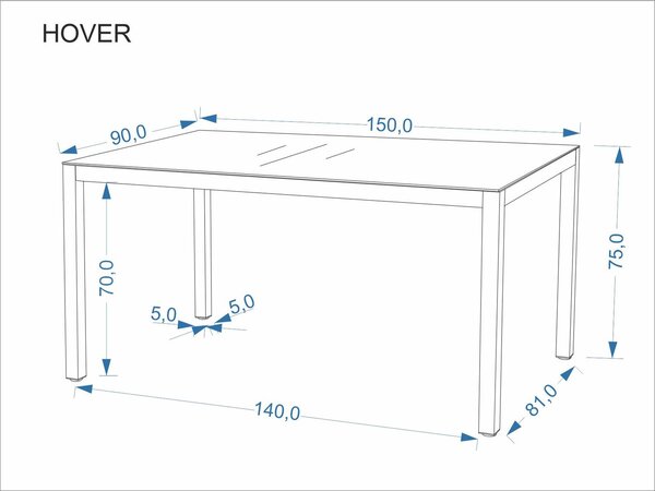 HOVER kerti asztal, szürke / antracit (Szín: bézs / cappuccino)