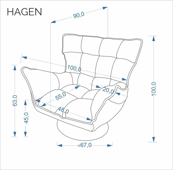 Hagen hintázó forgófotel (Szín: szürke)