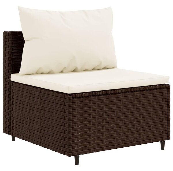 10 részes barna polyrattan kerti bútorszett párnákkal
