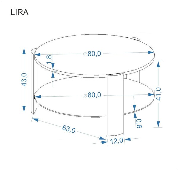 Lira dohányzóasztal – dió / fekete