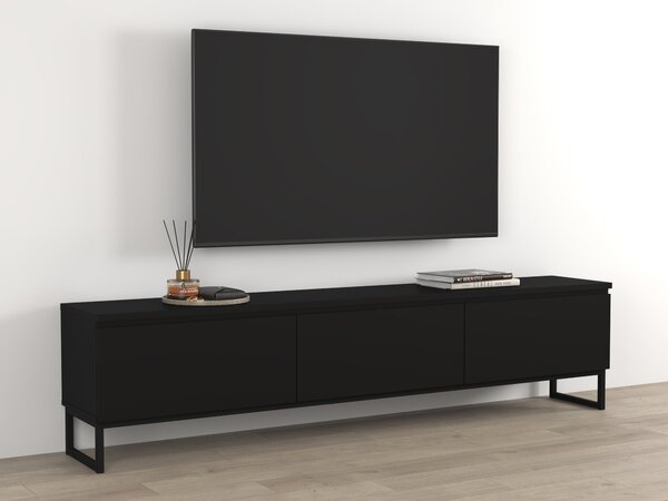 TV-állvány Velsora 101, Laminált forgácslap, 48x200x35cm, Fekete