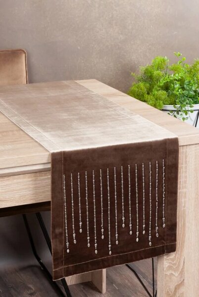 Royal glamour stílusú terítő Sötét bézs 35x220 cm