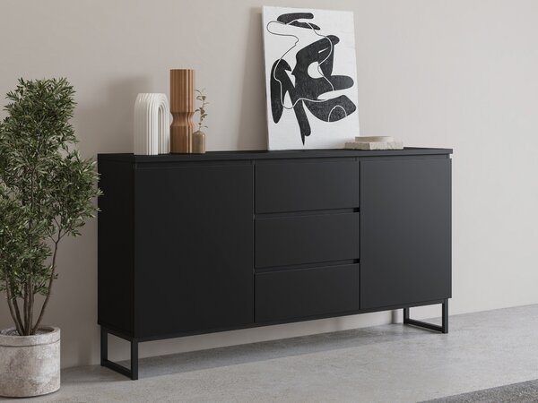 Komód Velsora 102, Laminált forgácslap, 82x150x35cm, Fekete