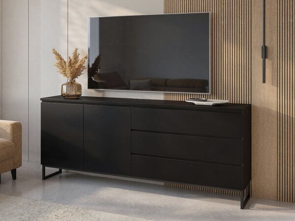 Komód Velsora 103, Laminált forgácslap, 82x200x35cm, Fekete