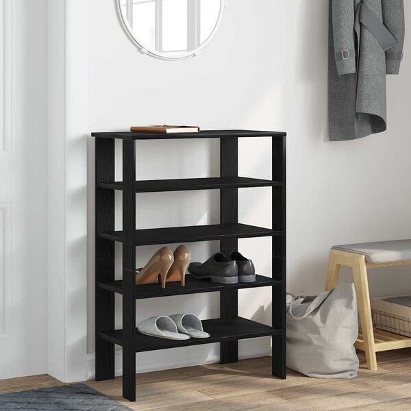 Fekete szerelt fa cipőtároló szekrény 61x32x87,5 cm