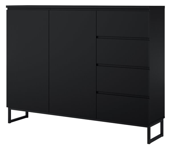 Komód Velsora 104, Laminált forgácslap, 114x150x35cm, Fekete