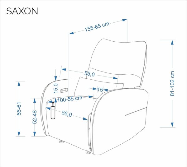 Saxon elektromosan dönthető pihenőfotel, hinta funkcióval (Szín: bézs)