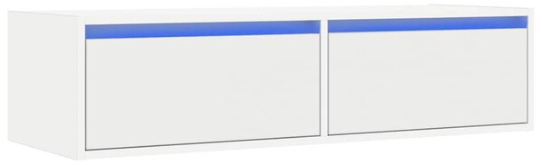 TV szekrény LED világítással fehér 100X35,5x25 cm