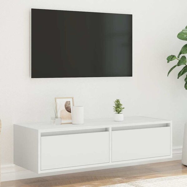 TV szekrény LED világítással fehér 100X35,5x25 cm