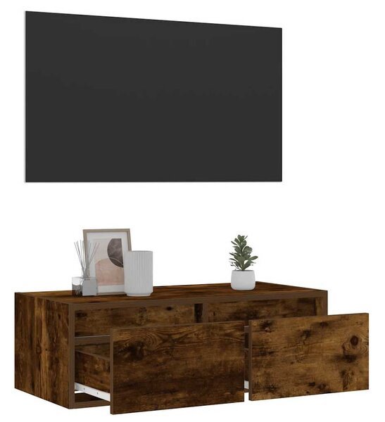 TV szekrény LED világítással füstölt tölgy 75x35,5x25 cm
