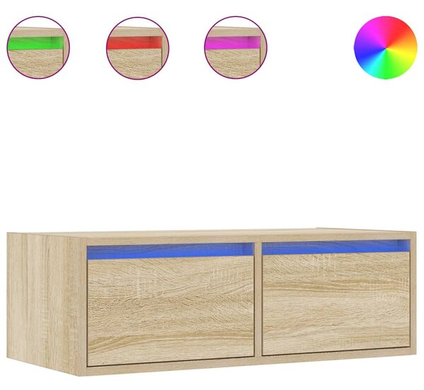 TV szekrény LED világítással sonoma tölgyfa 75x35,5x25 cm