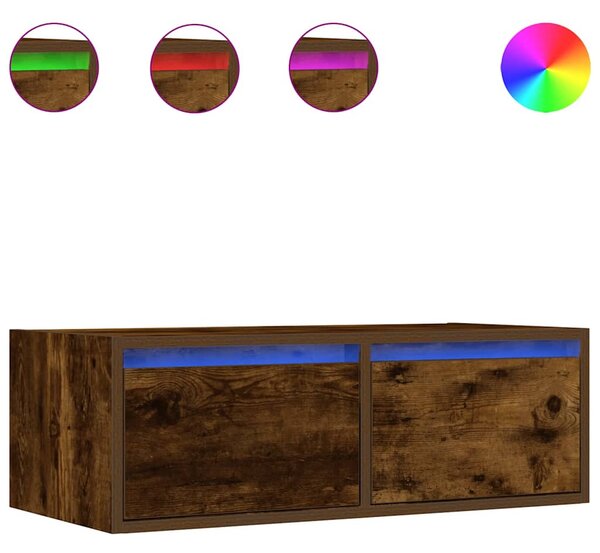 TV szekrény LED világítással füstölt tölgy 75x35,5x25 cm