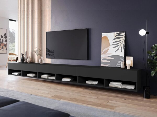 TV-állvány Sarasota 144, Laminált forgácslap, 30x300x33cm, Grafit