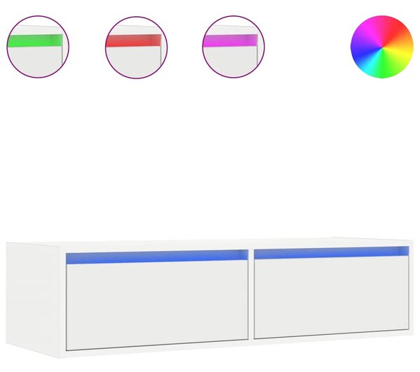TV szekrény LED világítással fehér 100X35,5x25 cm