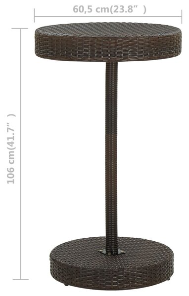 Barna polyrattan kerti asztal 60,5 x 106 cm