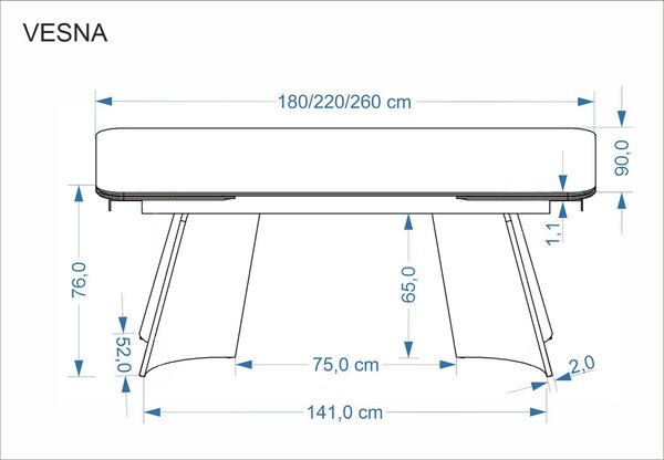 Vesna bővíthető étkezőasztal – bézs márvány / barna