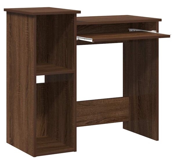Barna tölgy szerelt fa íróasztal polcokkal 84x40x78 cm