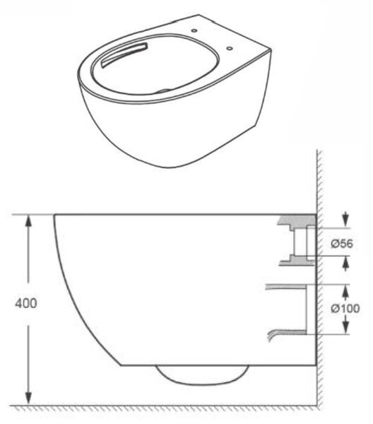 Welland Capri Tornado fali WC csésze + soft-close slim WC ülőke - bézs