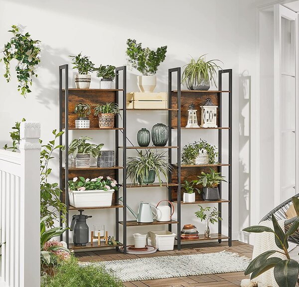 Könyvespolc 158x24x166 cm, rusztikus barna fekete