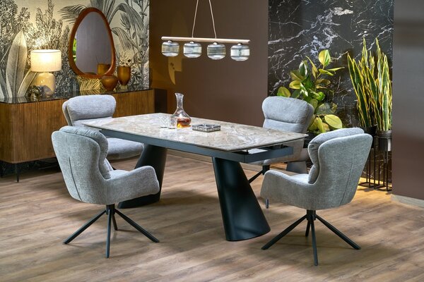 Vince bővíthető étkezőasztal – barna márvány / fekete
