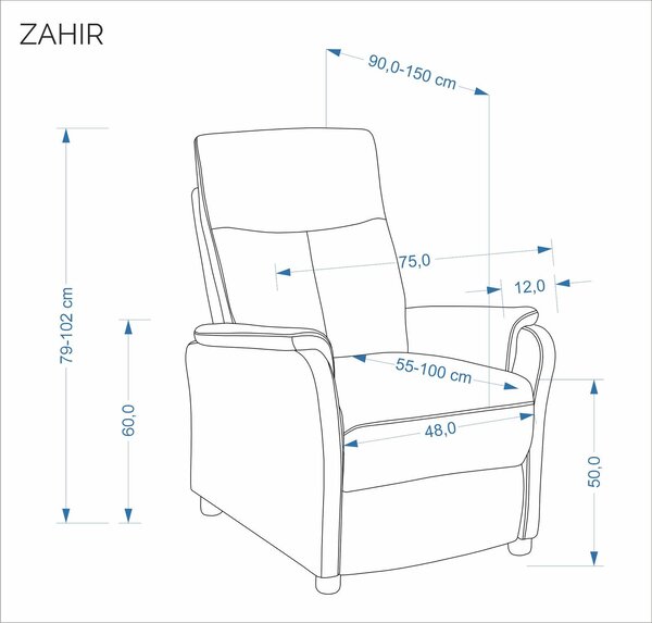 Zahir dönthető pihenőfotel (Szín: szürke)