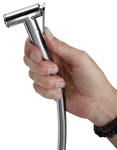 Aqualine Aqualine, Rejtett bidé csaptelep Stop spray-vel, tömlő 1,2 m, kerek, króm, SK302
