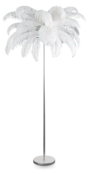 Feri6 állólámpa strucctolból készült lámpaernyővel Ezüst 95x180 cm