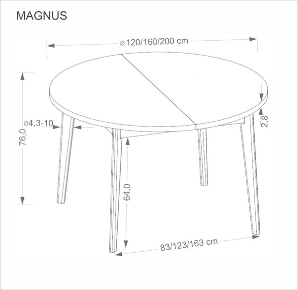 Magnus bővíthető étkezőasztal – natúr