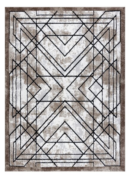 Modern COZY szőnyeg Tico, Geometriai - Structural két szintű gyapjú barna