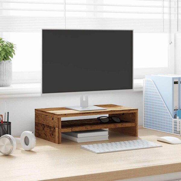 Régi fa forgácslap monitorállvány 42 x 24 x 13 cm