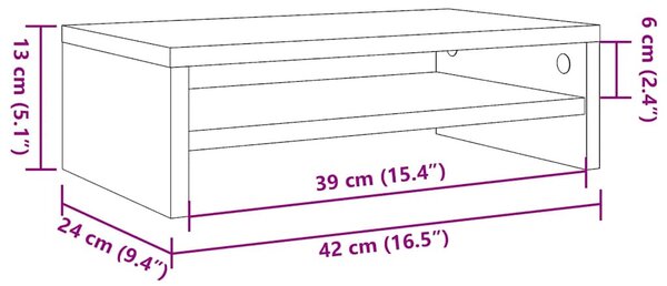 Régi fa forgácslap monitorállvány 42 x 24 x 13 cm