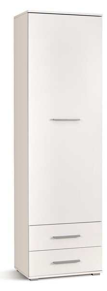 Könyvespolc Cirveso 106, Ajtókkal, Zárt, Fiókokkal, Laminált forgácslap, 200x60x40cm, Fehér, Fényes fehér