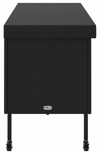 Fekete polyrattan kerti tárolóláda kerekekkel 160x55x75 cm