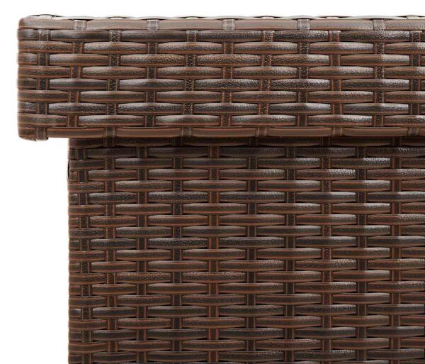 Barna polyrattan kerti tárolóláda kerekekkel 110x55x73 cm