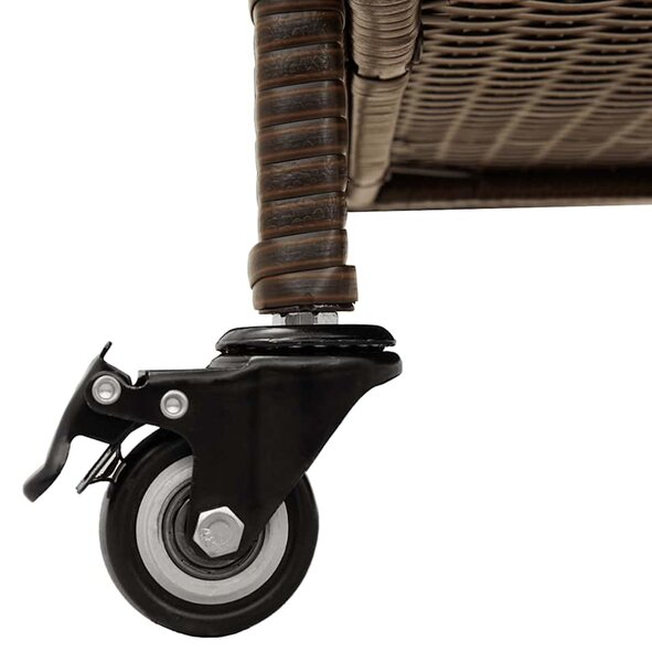 Barna polyrattan kerti tárolóláda kerekekkel 110x55x73 cm