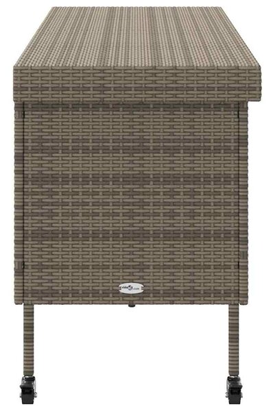 Szürke polyrattan kerti tárolóláda kerekekkel 160x55x75 cm