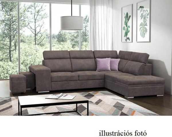 Ülőgarnitúra, szövet barna/világoslila, jobbos, LANZA