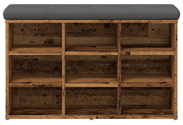Antik fa szerelt fa cipőtároló pad 82x32x50 cm