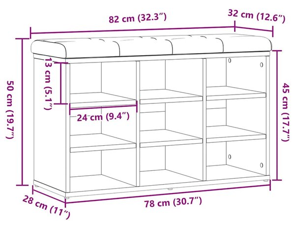 Antik fa szerelt fa cipőtároló pad 82x32x50 cm