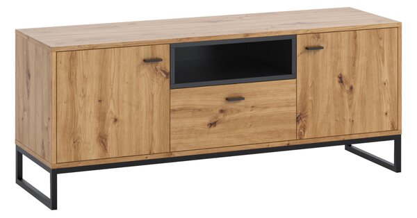 OLIER TV asztal, 135x55x40, dub artisan/fekete